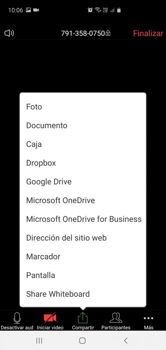 Una de las alternativas al compartir pantalla es activar la opción de la pizarra virtual.