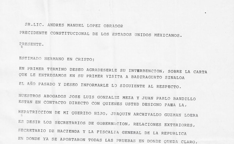 Este es el documento que la señora Loera Pérez extendió al presidente de la república (Foto: Especial)