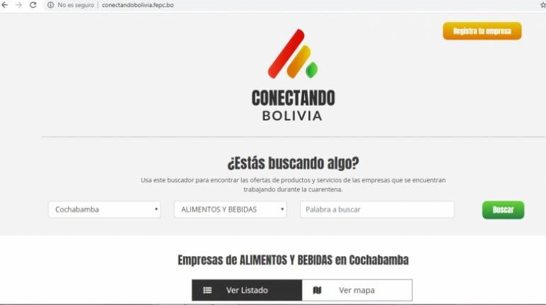 Plataforma creada por la Federación de Empresarios Privados de Cochabamba (FEPC) y la empresa Connaxis. | Los Tiempos
