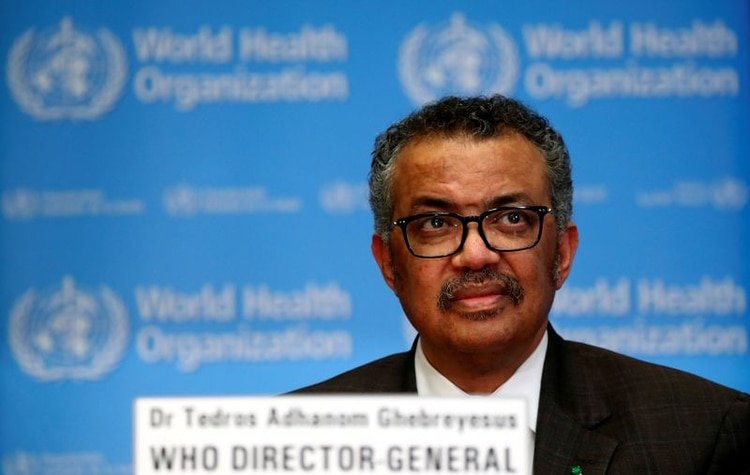 El Director General de la OMS, Tedros Adhanom Ghebreyesus, en un rueda de prensa en Ginebra. El funcionario etíope quedó en medio de la polémica por su manejo de la pandemia del coronavirus (Reuters)