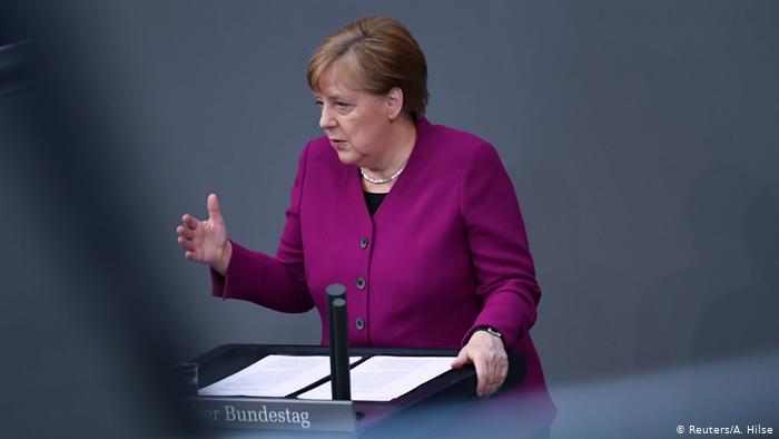 Angela Merkel, durante la declaración de Gobierno ante el Bundestag. (23.04.2020).