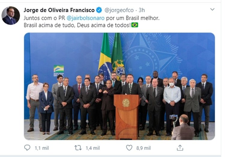 El tuit de Jorge Oliveira