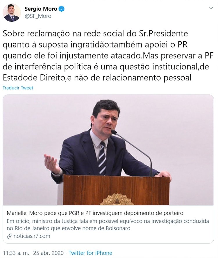 El cruce entre Bolsonaro y Moro en las redes sociales