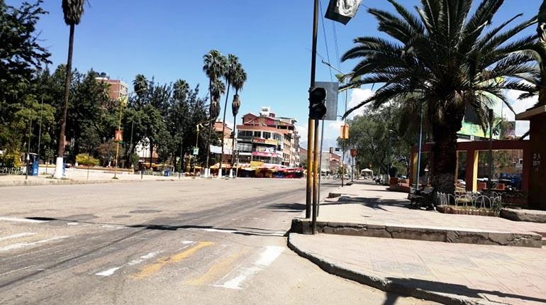 Las calles vacías de Quillacollo por la cuarentena. | Los Tiempos