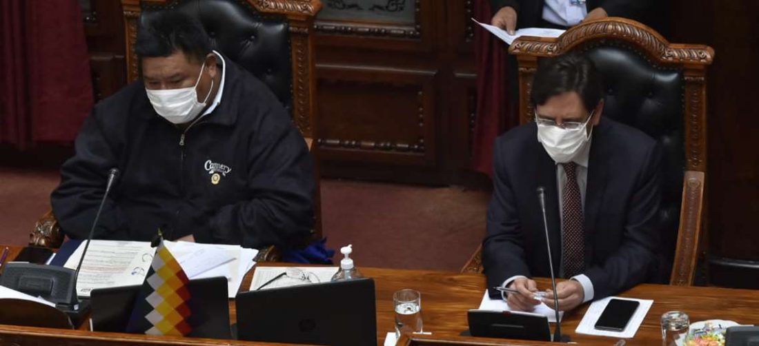 El presidente de Diputados y del TSE en la testera del hemiciclo parlamentario (Foto: APG noticias)