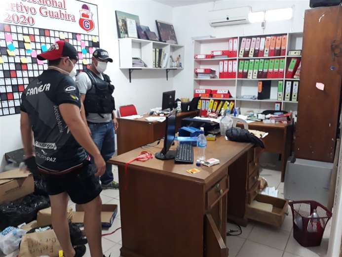 La policía de Montero comprobó el intento de robo en la secretaría del club azucarero. Foto: club Guabirá