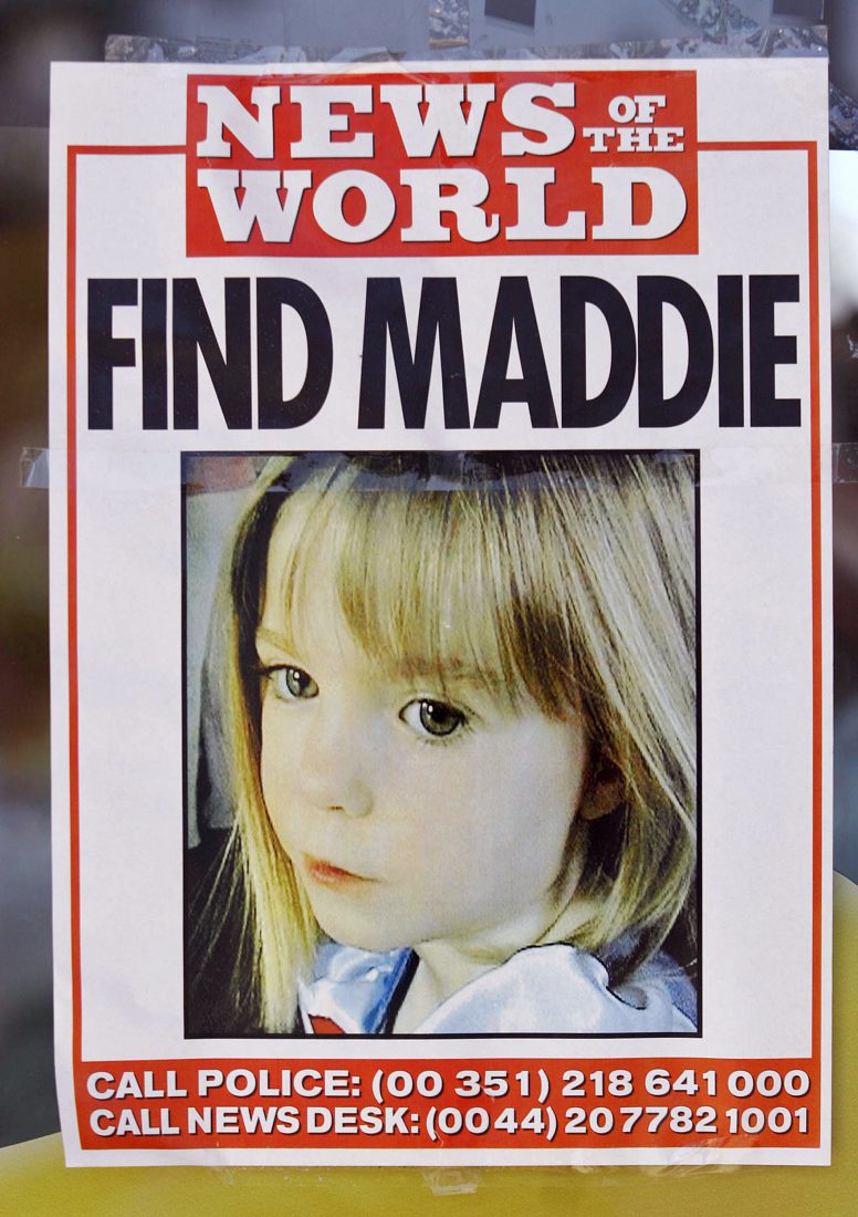 La búsqueda de la pequeña británica llegó a la tapa de diversos medios del mundo (AFP PHOTO / MELANIE MAPS)