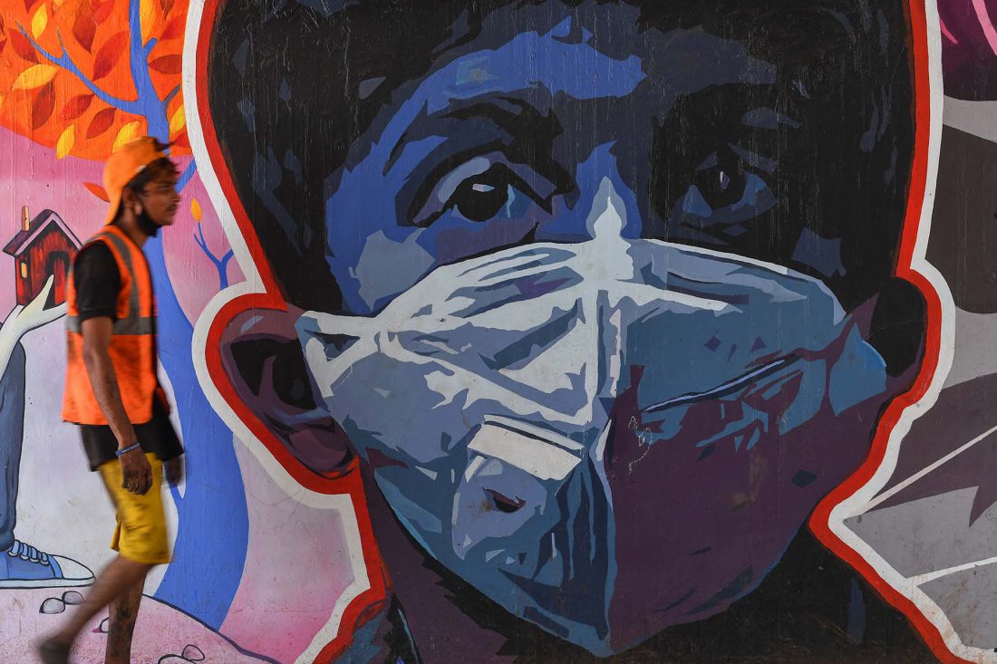 Un graffiti en Mumbai, India.