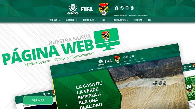 La nueva portada de la página web de la Federación Boliviana de Fútbol (FBF). | Captura FBF