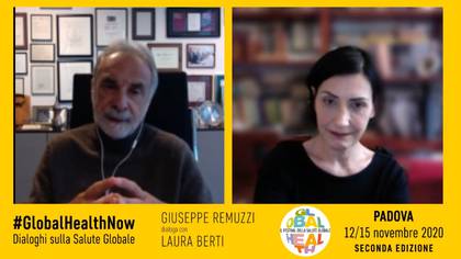 El doctor Remuzzi junto a la periodista Laura Berti durante la charla organizada por el Festival Global de la Salud trasmitida este lunes en Facebook.