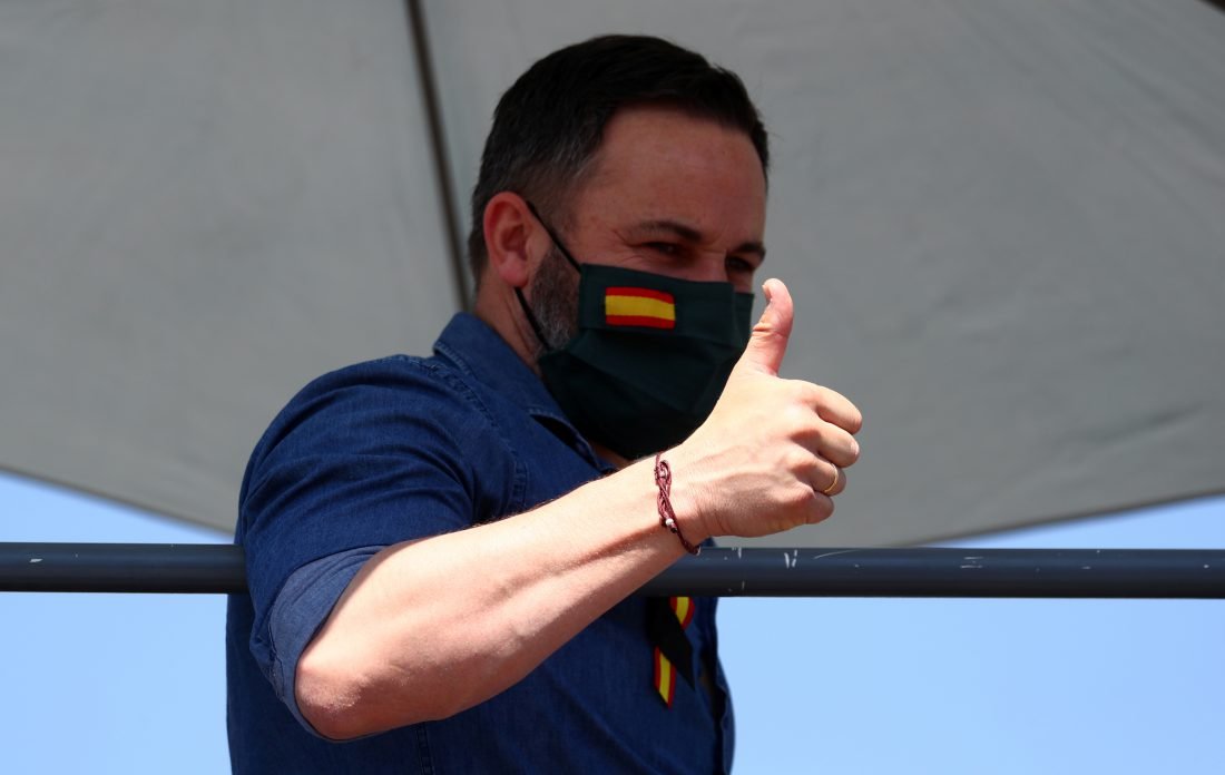 Santiago Abascal, líder de Vox, encabezó la manifestación en Madrid
