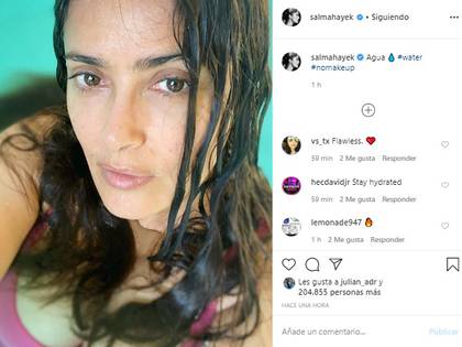 Varias veces se ha dejado ver sin maquillaje (Foto: Instagram Salma Hayek)