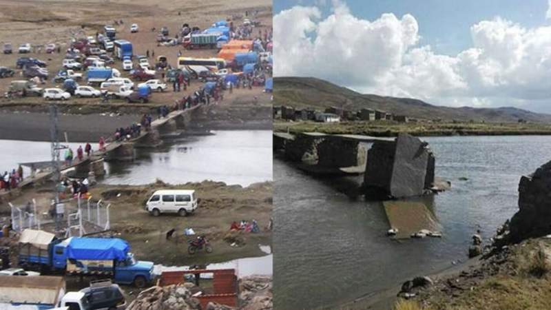 Puno: destruyen puente que une Perú con Bolivia por temor al coronavirus