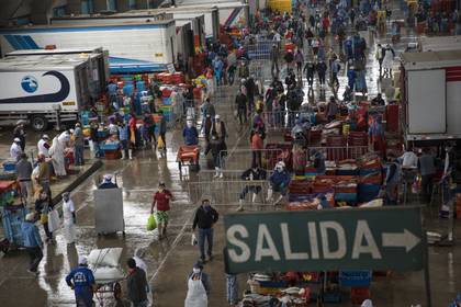 Un mercado pesquero reanuda su actividad en Villa María del Triunfo, uno de los distritos más poblados de Lima (AP/Rodrigo Abd)