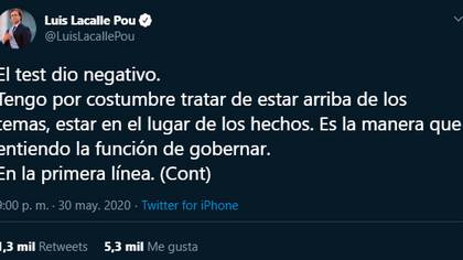 Primero de los tuits compartidos por Lacalle Pou
