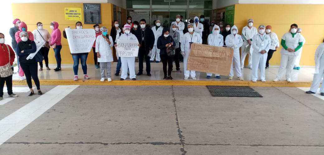 El personal durante la protesta /Foto: Trabajadores de salud