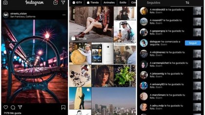 Así se ve el modo oscuro en Instagram.
